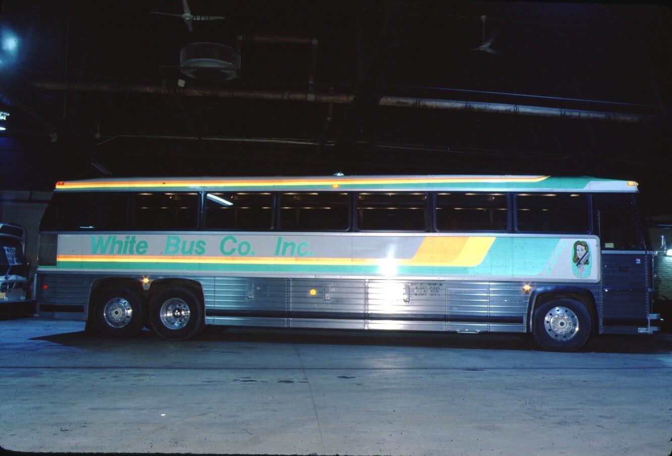 White Bus Co MCI bus Ektachrome original Kodak slide