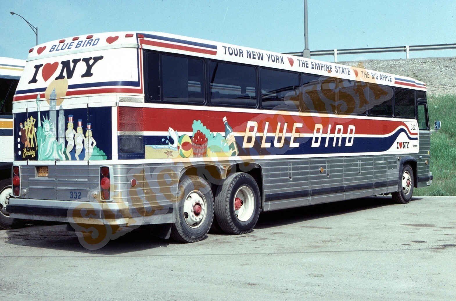 Vtg 1980 Bus Slide 332 Blue Bird I Love New York NY Y2O083
