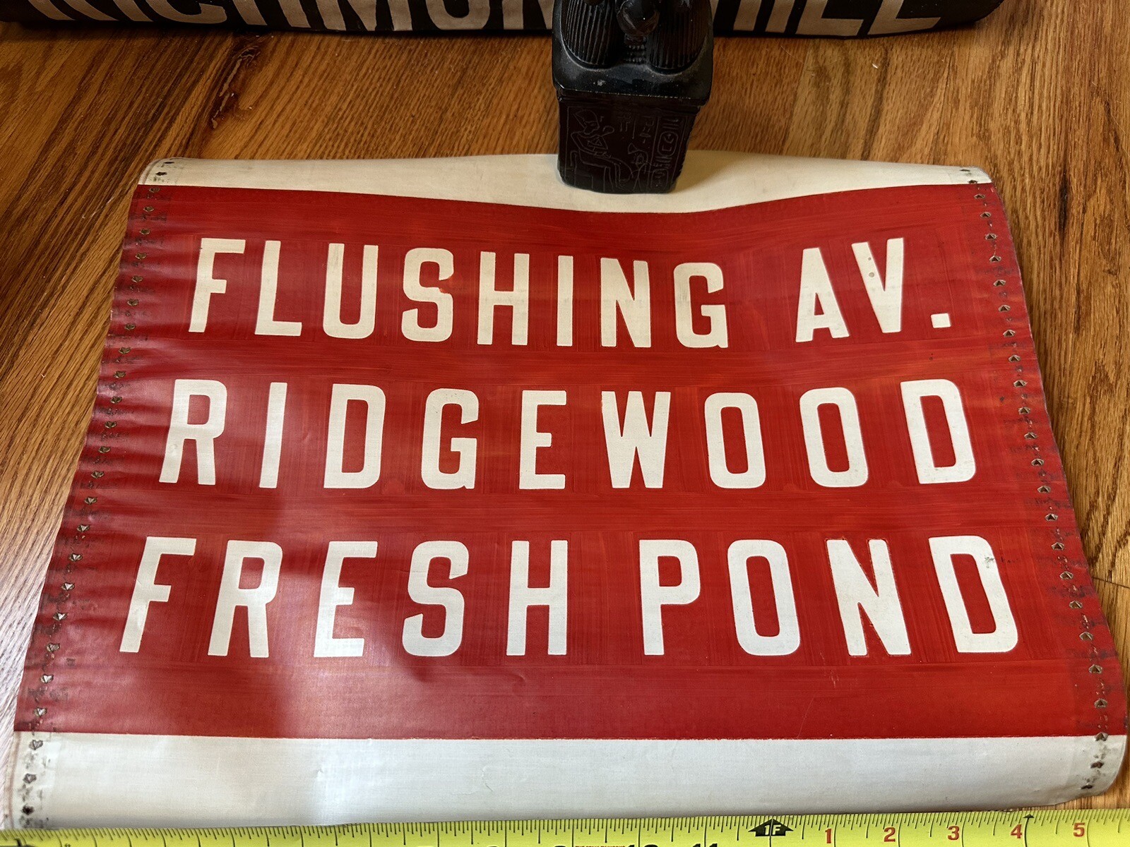 1930 Queens NYC Vintage BUS Roll Sign FLUSHING RIDGEWOOD FRESH POND Subway Train