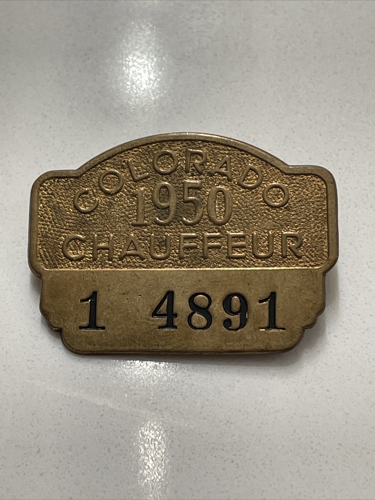 Vintage 1950 Colorado Chauffeur License Pin Brass Pinback Badge 1 4891