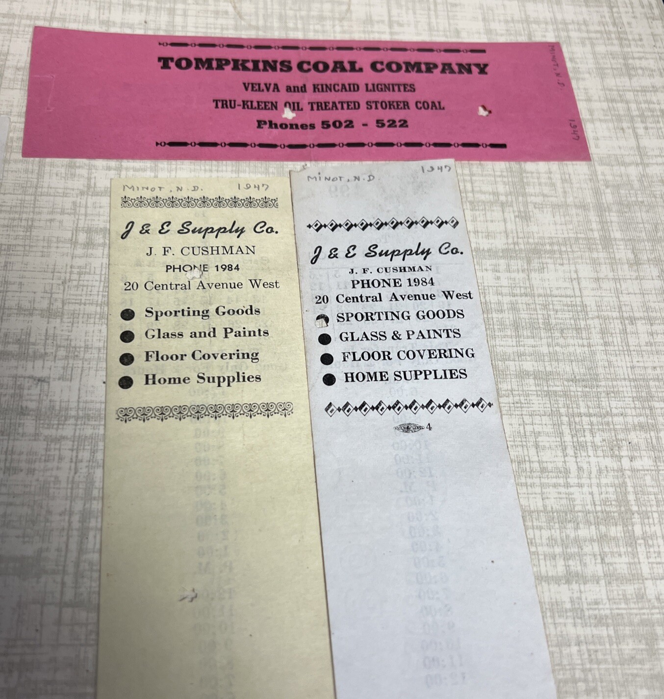 6 BUS TICKETS & YELLOW CAB FROM NORTH DAKOTA B& B BUS LINE MINOT MOTOR COACH