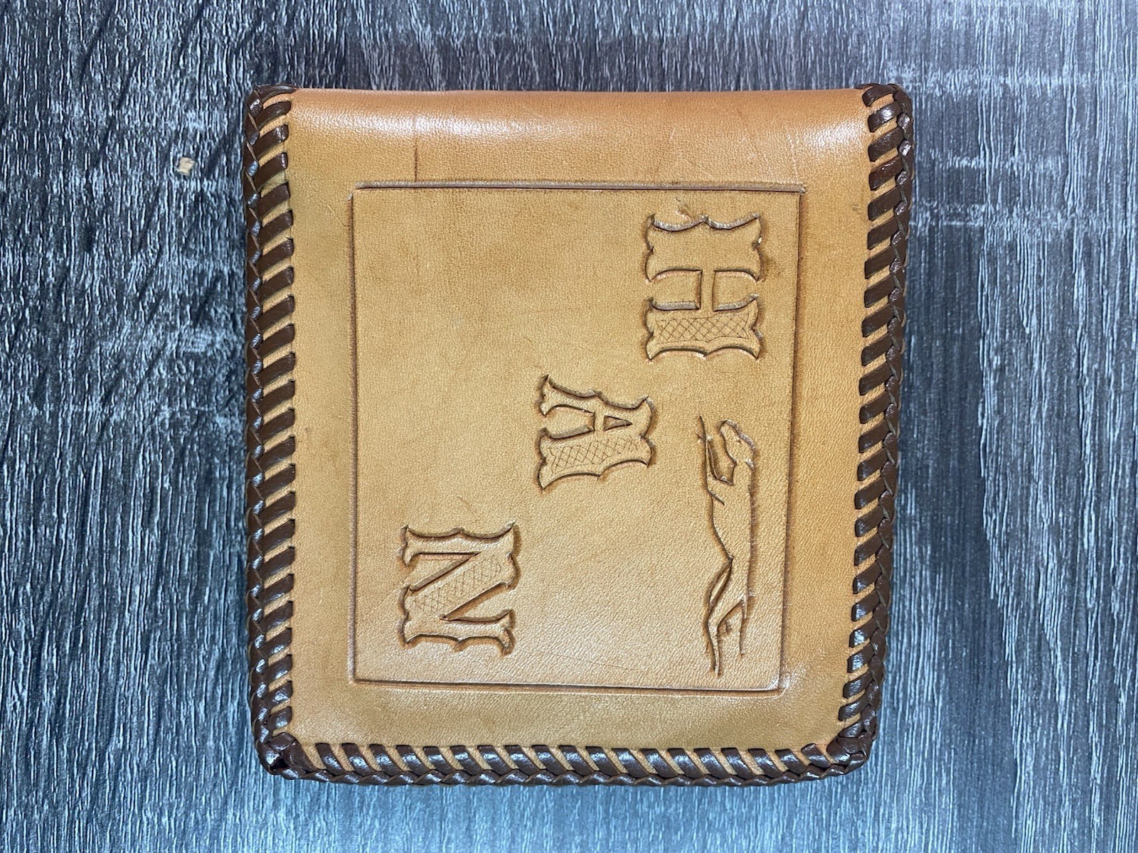 Vintage Greyhound Bus Lines Drivers Leather Wallet and Name Tag
