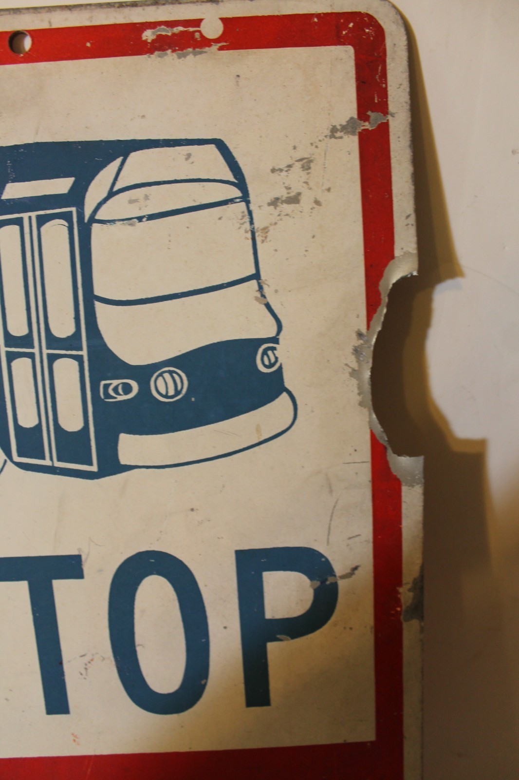 Vintage 1960s NYC Metal MTA BUS STOP Sign