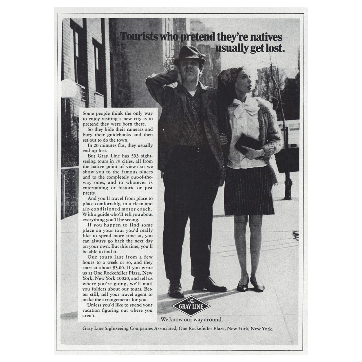 1968 Gray Line: Tourists Who Pretend Theyre Natives Vintage Print Ad