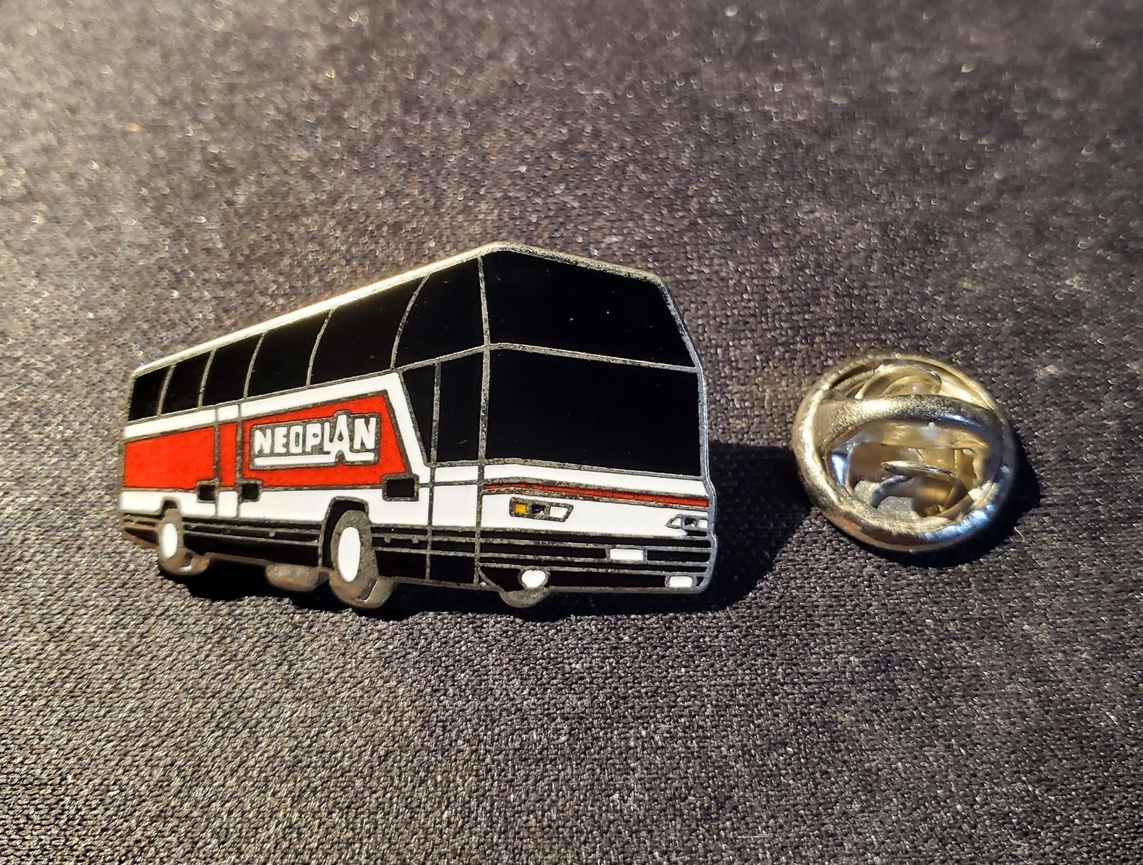 VTG Neoplan Bus Enamel Lapel Pin – Red White Black – Transit Coach Bus – 1¼”