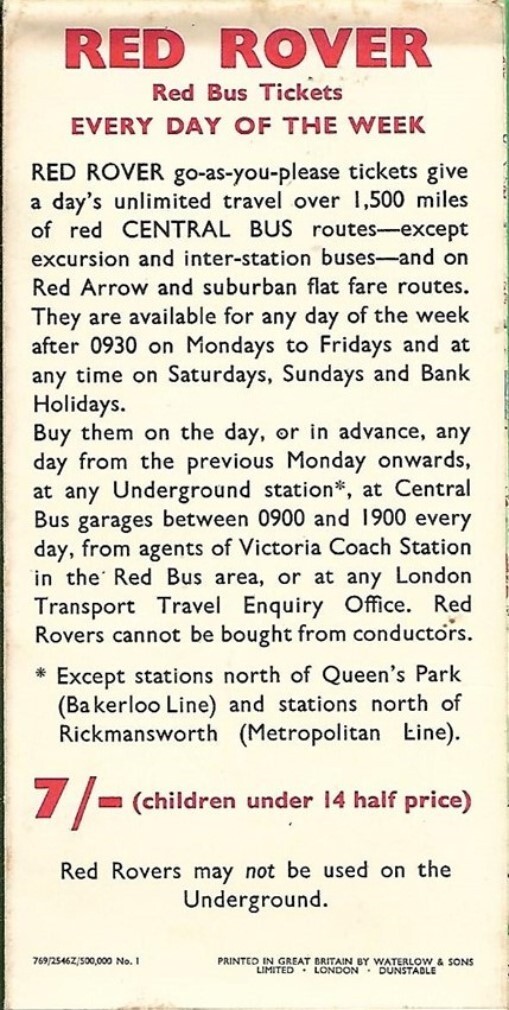1969 LONDON TRANSPORT Bus Map Route List David Penrose Red Rover Transit Guide