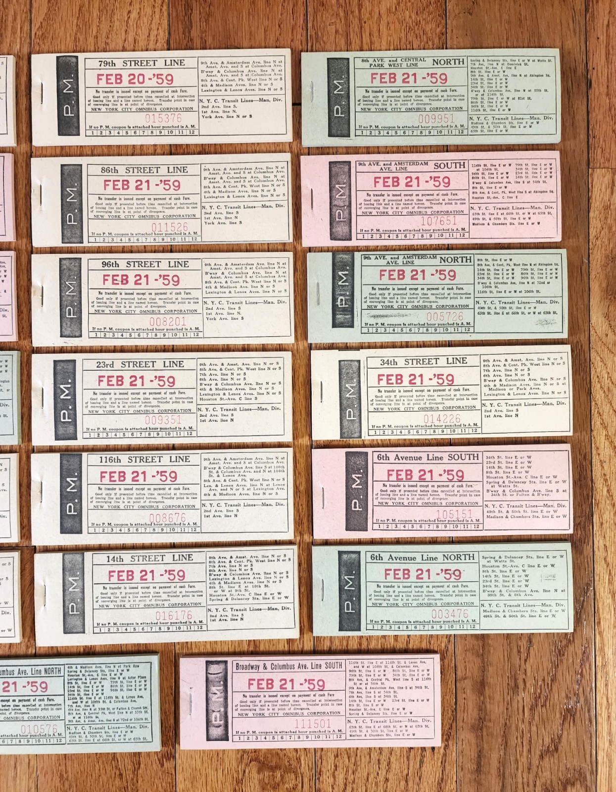 LOT OF 20 – NYC OMNIBUS CORPORATION BUS TRANFER TICKET BOOKS MANHATTAN NY