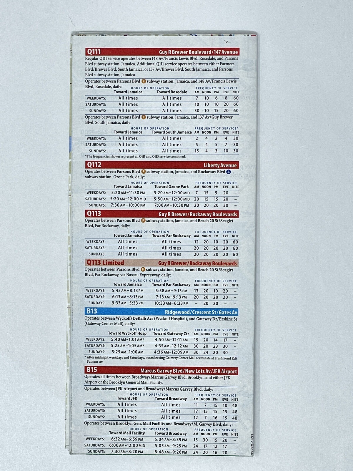 NOVEMBER 2010 NEW YORK CITY TRANSIT QUEENS BUS MAP