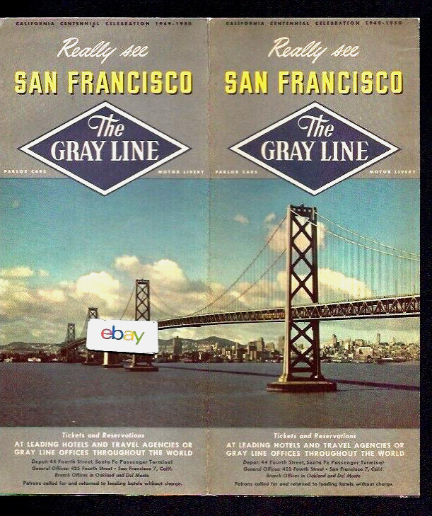 GRAY LINES MOTOR LIVERY BUS OF SAN FRANCISCO 1949 REALLY SEE BROCHURE/TOURS