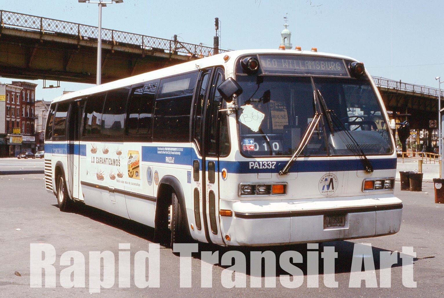Vintage 1994 Slide New York City RTS Bus PA1337 Rt B60 Bridge Plaza Brooklyn NYC
