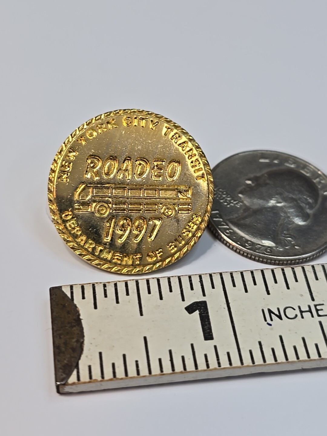New York City Transit Department of Buses 1997 Bus Roadeo Pin Gold Color