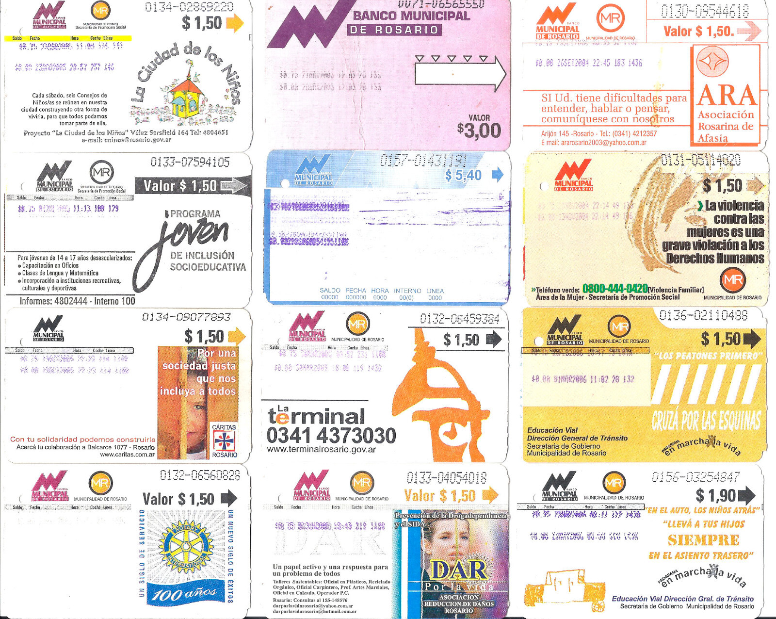 Argentina (Rosario city, Santa Fe province) vintage bus tickets – Lot of 57 pcs