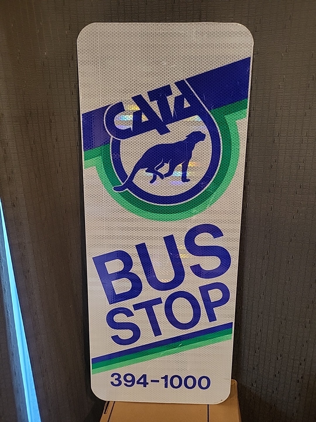 BUS STOP SIGN CATA PUMA COUGAR CAT Capital Area Transportation 2 Sided USA