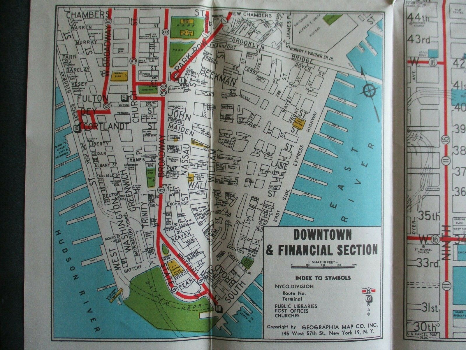 Rare 1958 5th Av Motor Coach Co. Bus Fifth New York City NYC Map Brochure 15×30″