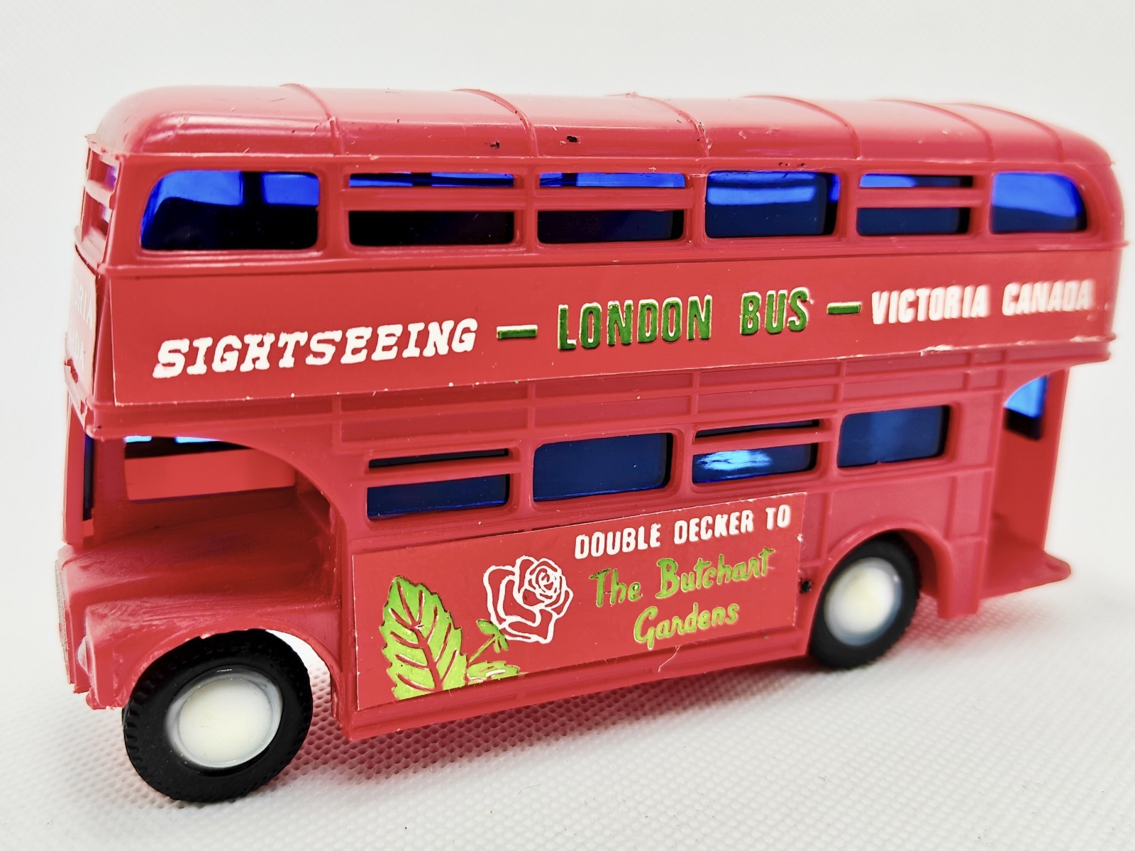 Vintage 6″ Butchart Gardens Canada Double Decker Sightseeing Bus Toy Model