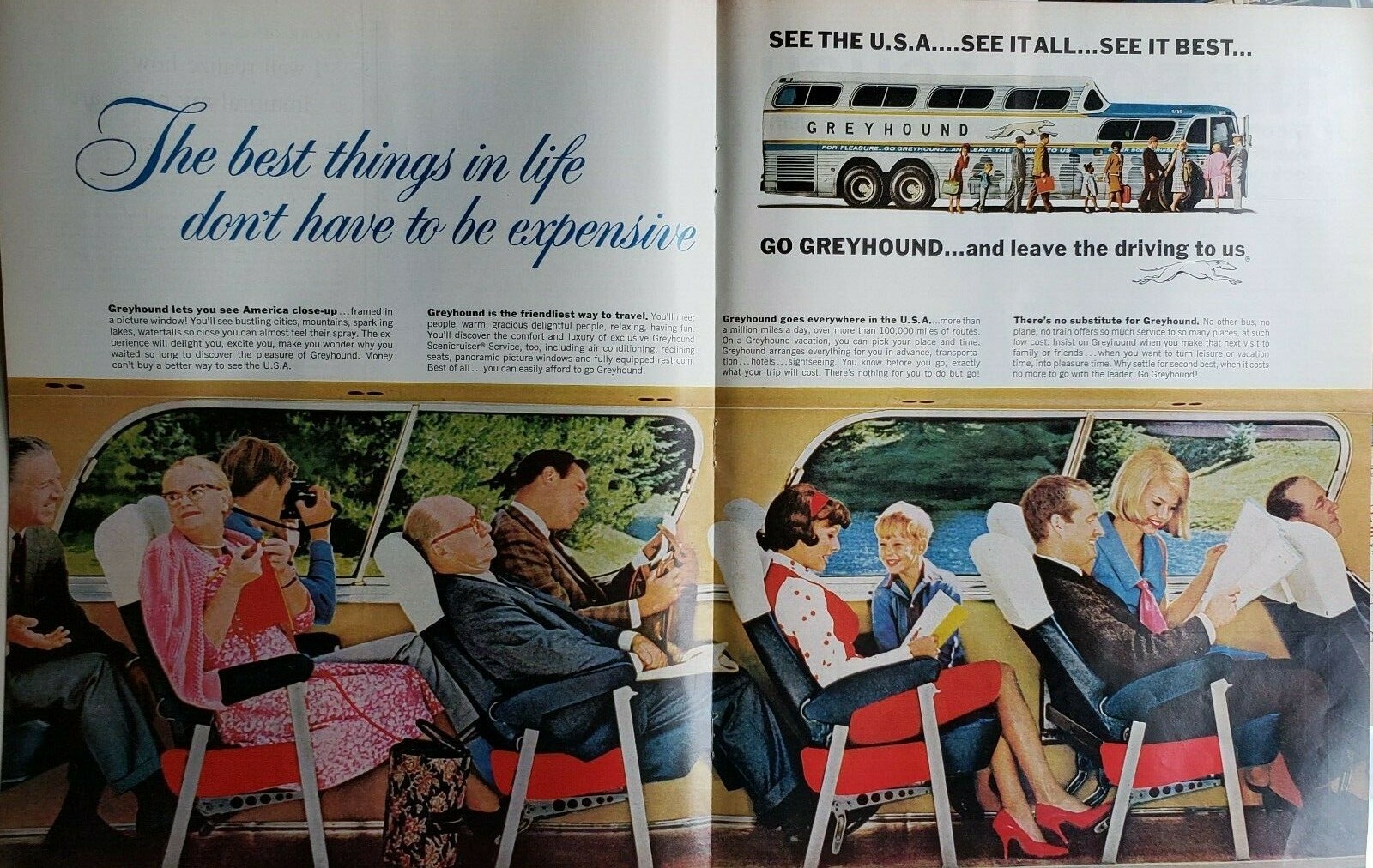 Vintage 1965 Greyhound Print Ad Ephemera Wall Art Decor See the USA!