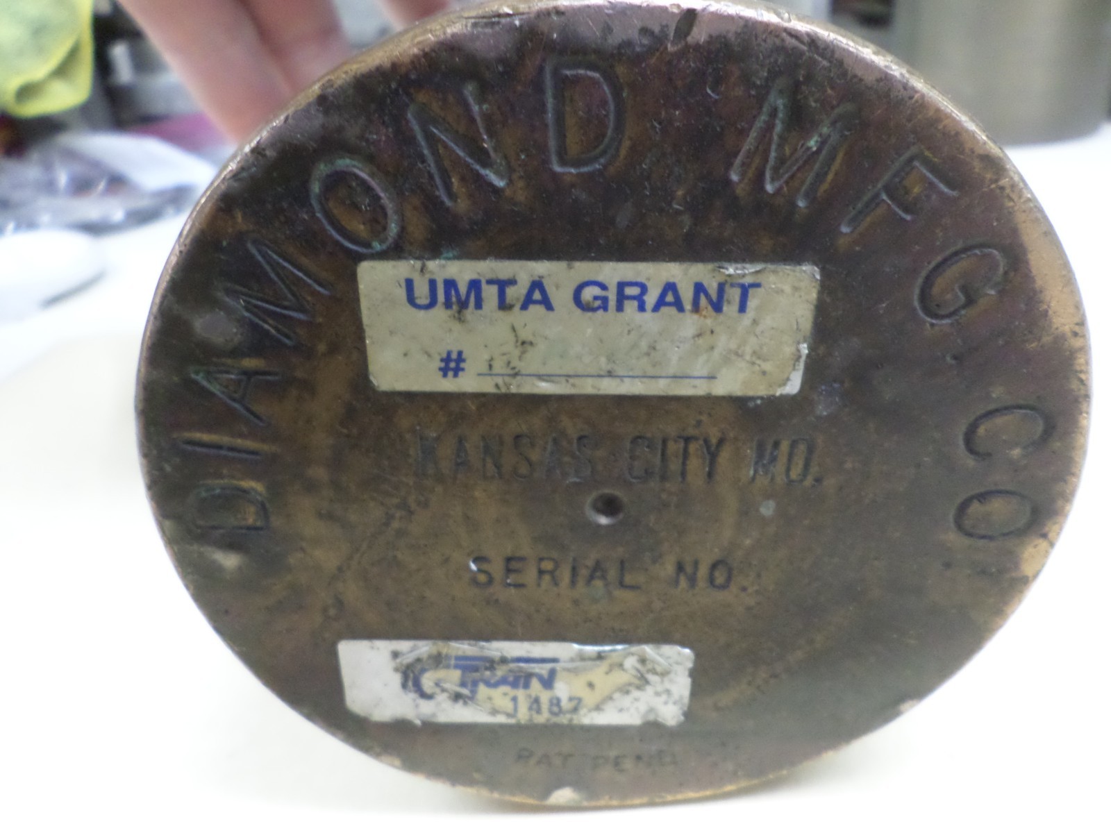 Vintage Diamond Mfg Brass Fare Box Money Vault Cylindrical 9″ X 4-3/4″ #05 DART