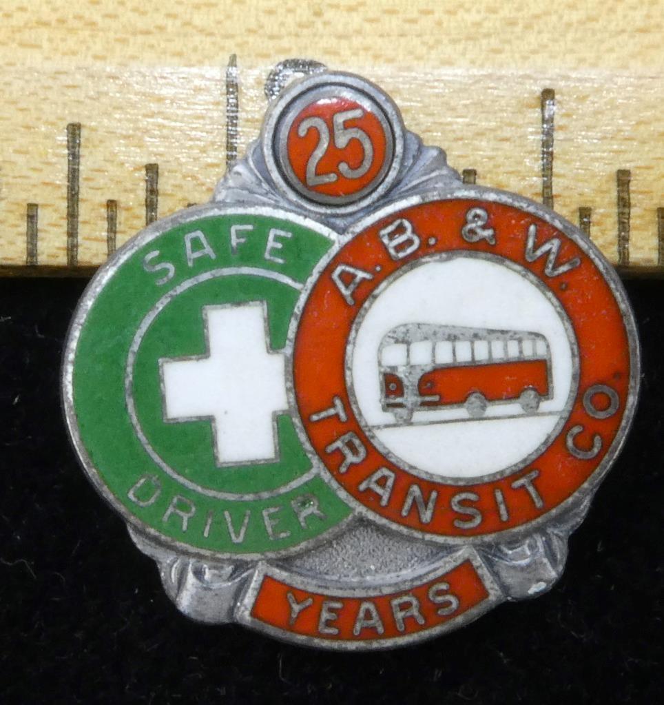 AB&W Safe Driver Pin Pinback Alexandria Barcroft Washington Transit Sterling 25