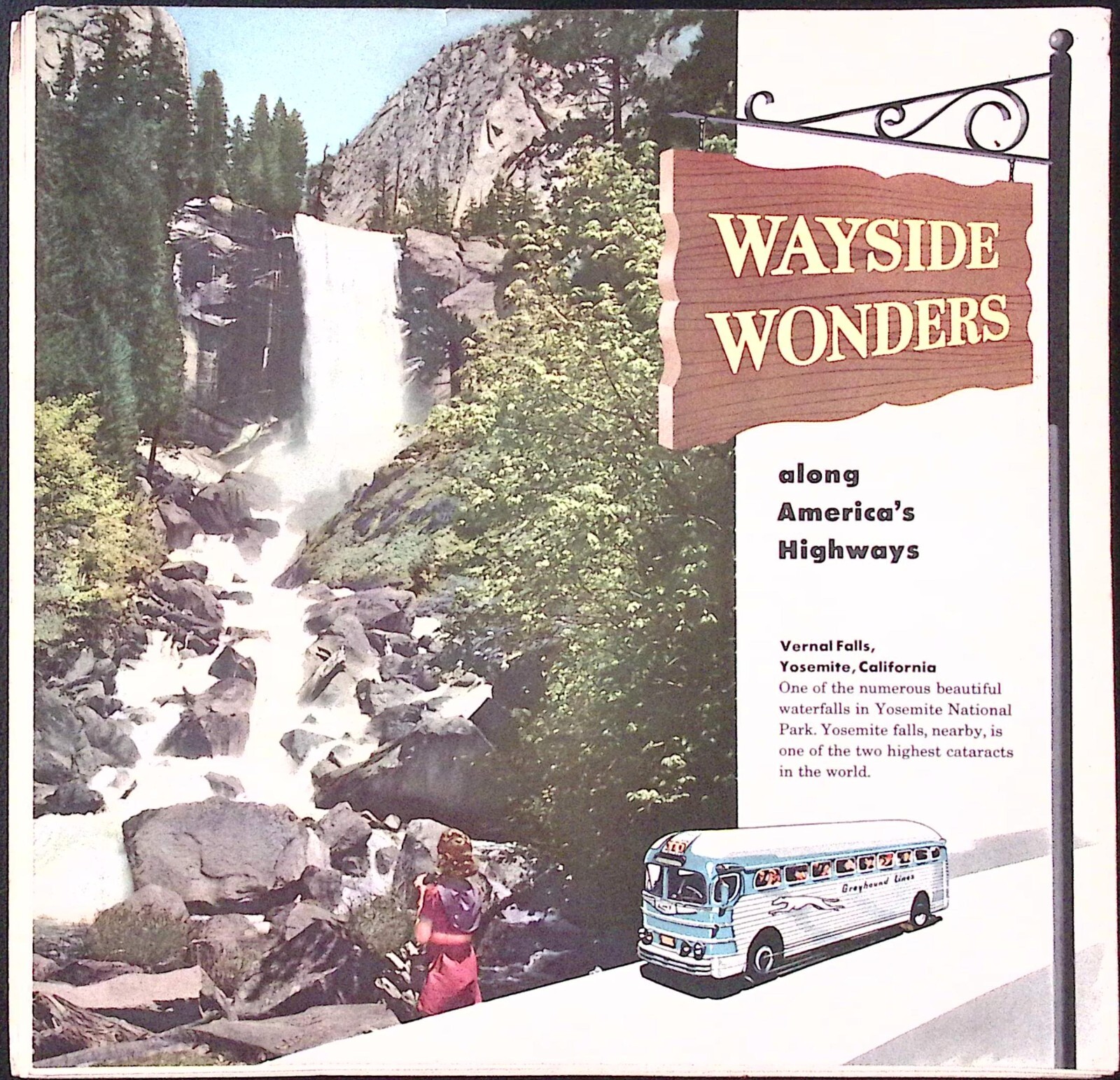 Greyhound Wayside Wonders America’s Highway Pictorial Brochure c1950 9.75 x 10″