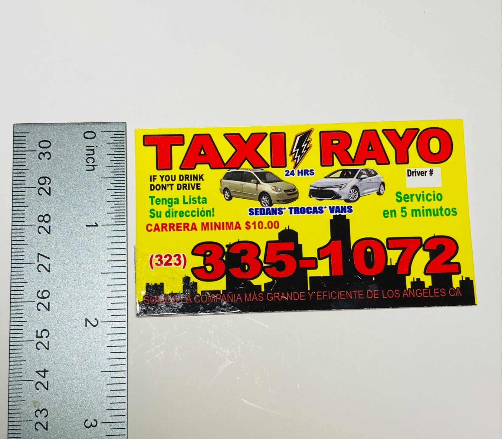 Print Ad Business Card Taxi Cab Service Car Travel Los Angeles City Transport