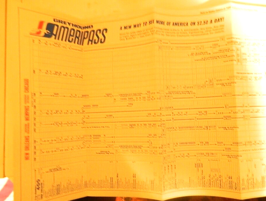 1973 Greyhound Timetable #80. Chicago, Memphos, New Orleans