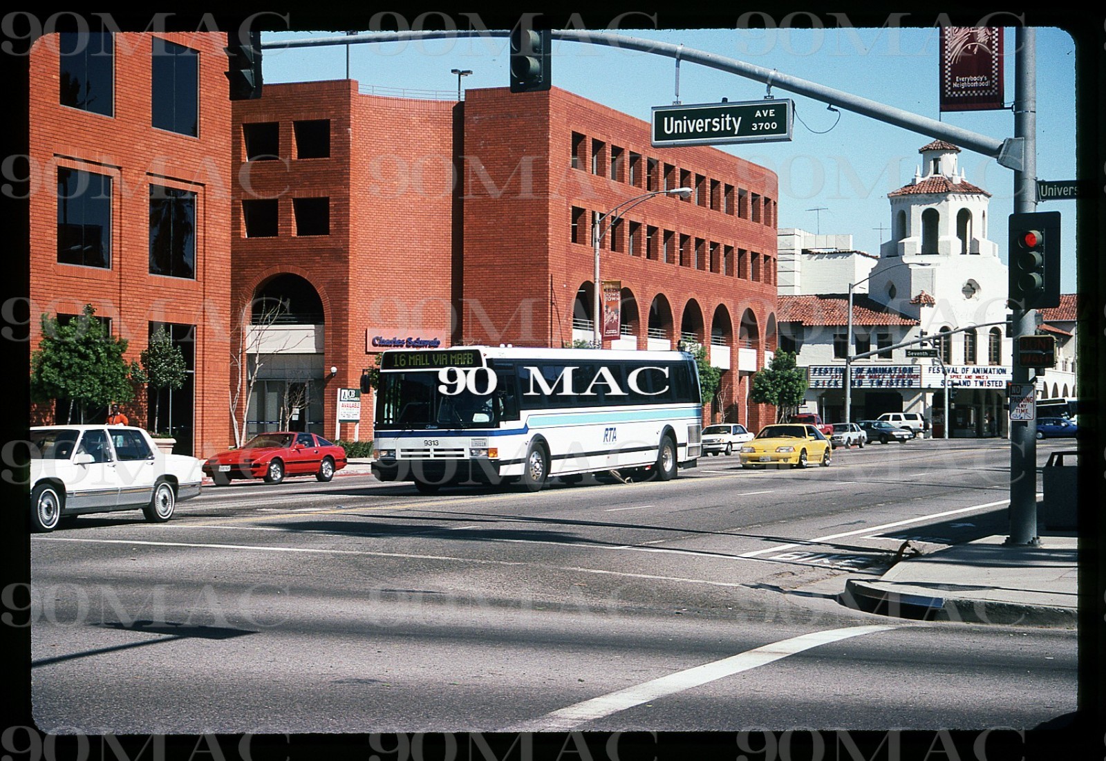 RIVERSIDE TRANSIT. FLXIBLE BUS #9313. Riverside (CA). 2 Original Slides 1994.