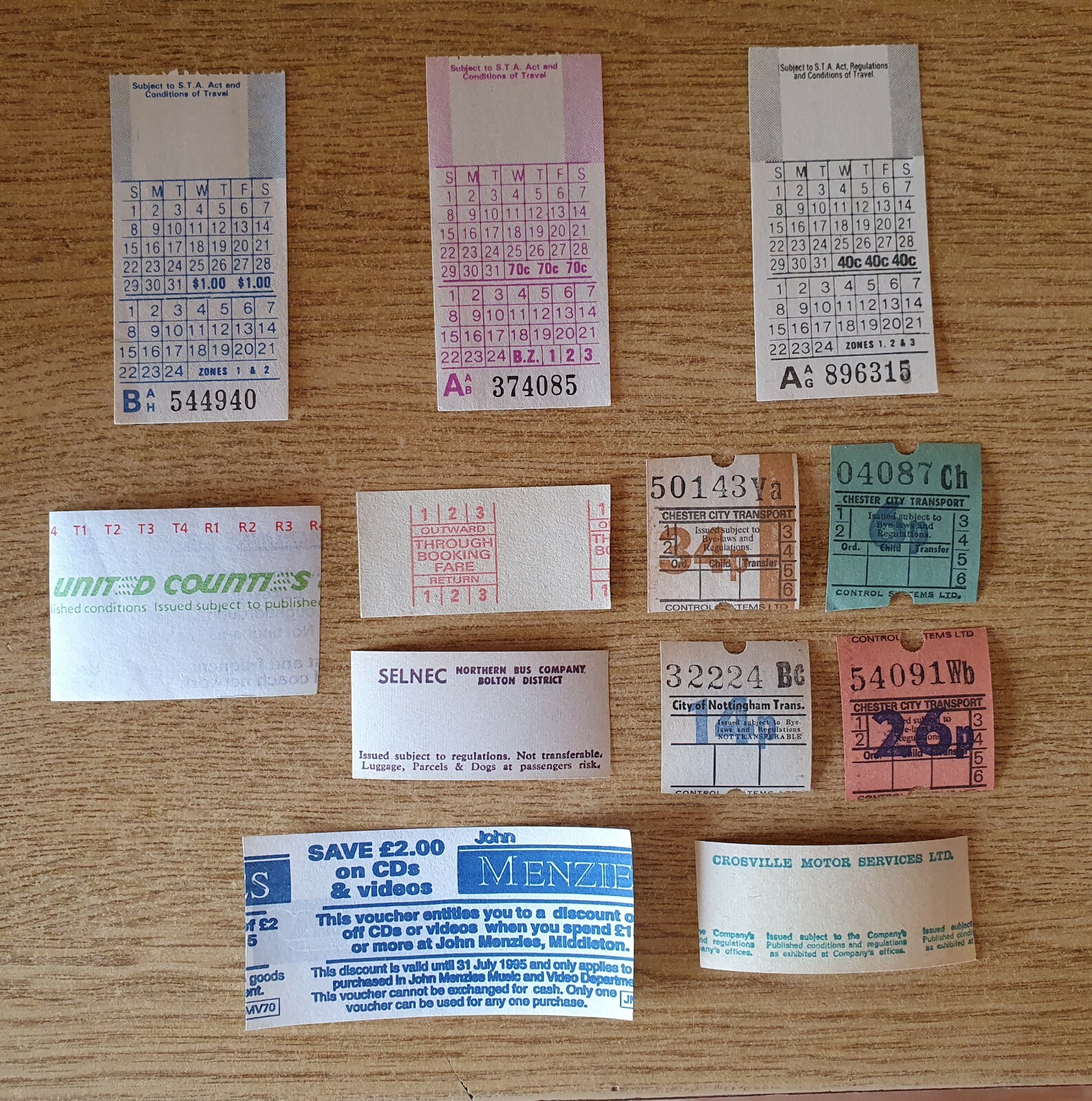15 old bus ticket USA, England and others