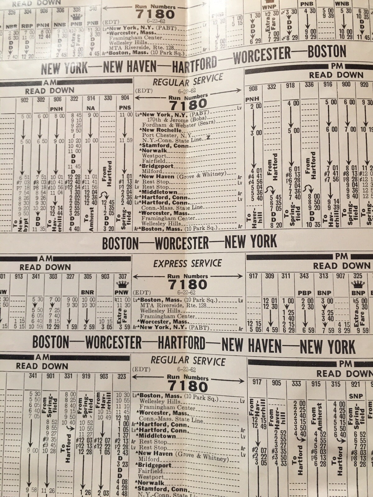 Trailways of New England and New York June 22 1962 Bus Schedule Turnpike Express