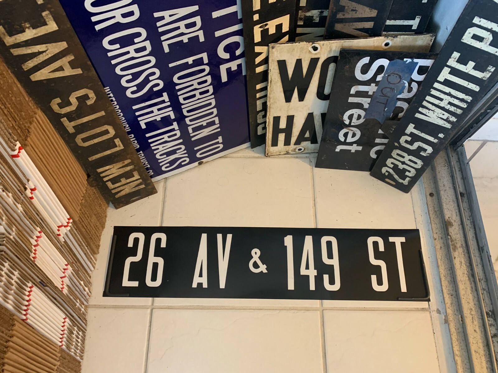 NY NYC BUS ROLL SIGN 26th AVE 149 STREET FLUSHING FIELDS WILLETS POINT BOULEVARD