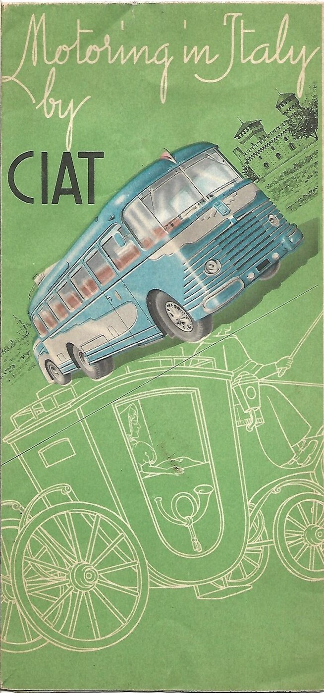 1952 Motoring in Italy by CIAT Bus Tours Map Brochure Time Tables Travel Guide