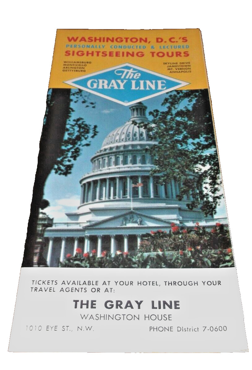 1965 GRAY LINE HOW TO SEE WASHINGTON, DC BROCHURE