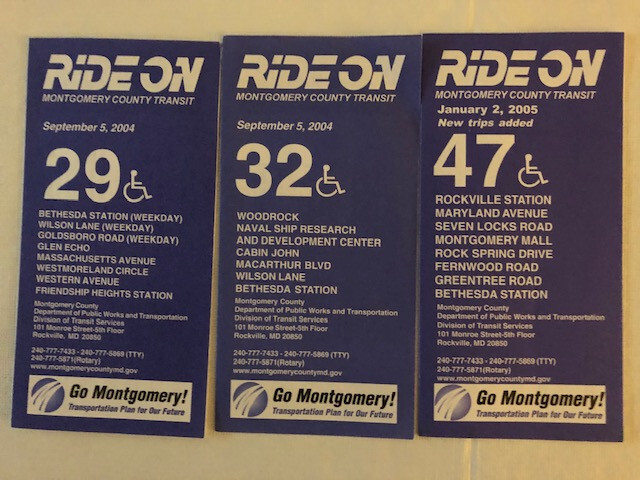 6 VINTAGE RIDE-ON BUS SCHEDULES. 2004-5 ROUTES 29,32(2),36,47(2) GREAT SHAPE