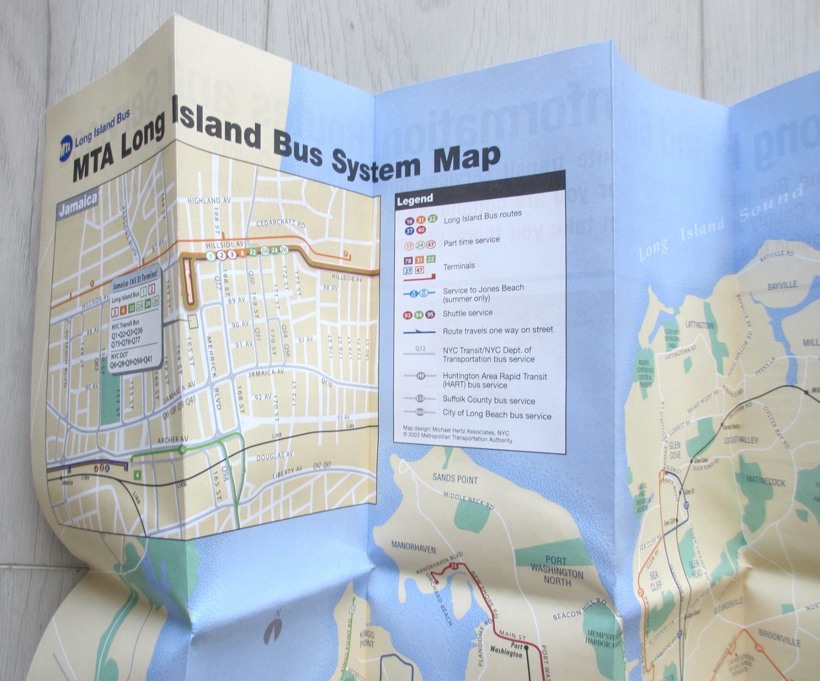 Vintage June 2003 Long Island Bus System Map Nassau County Queens New York City