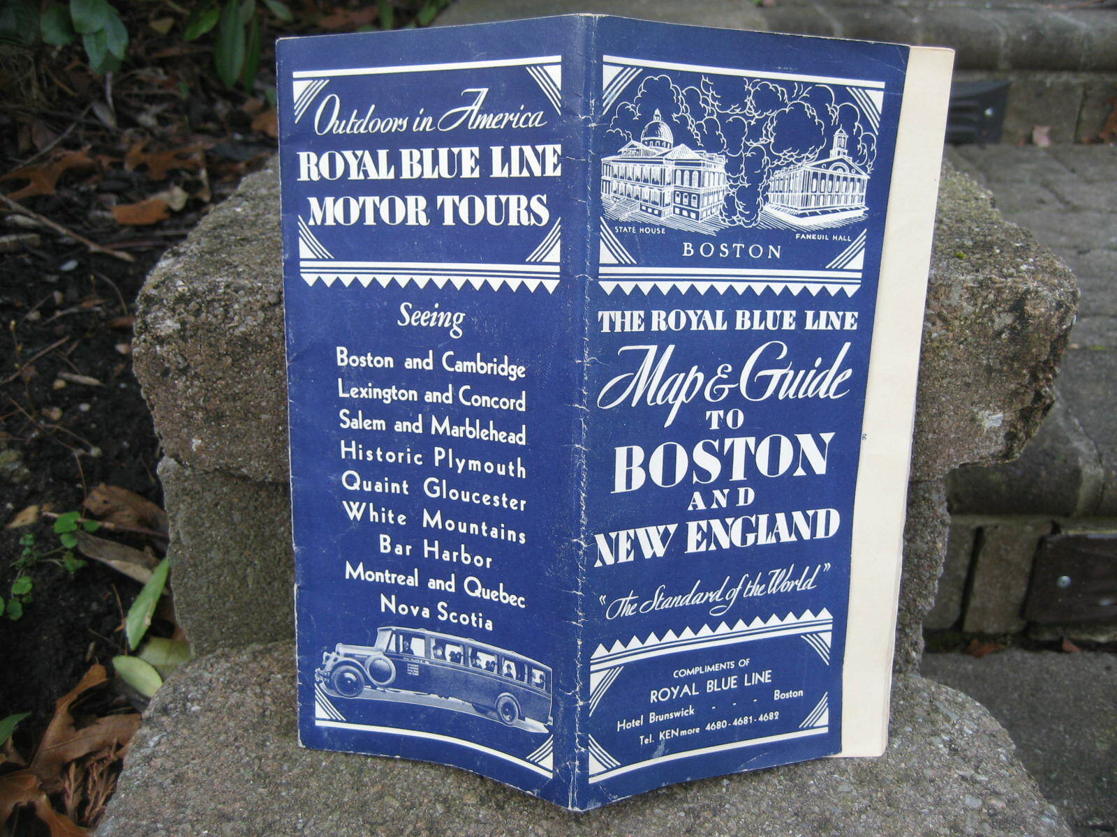 1920’s Royal Blue Bus Line Map & Guide to Boston and New England