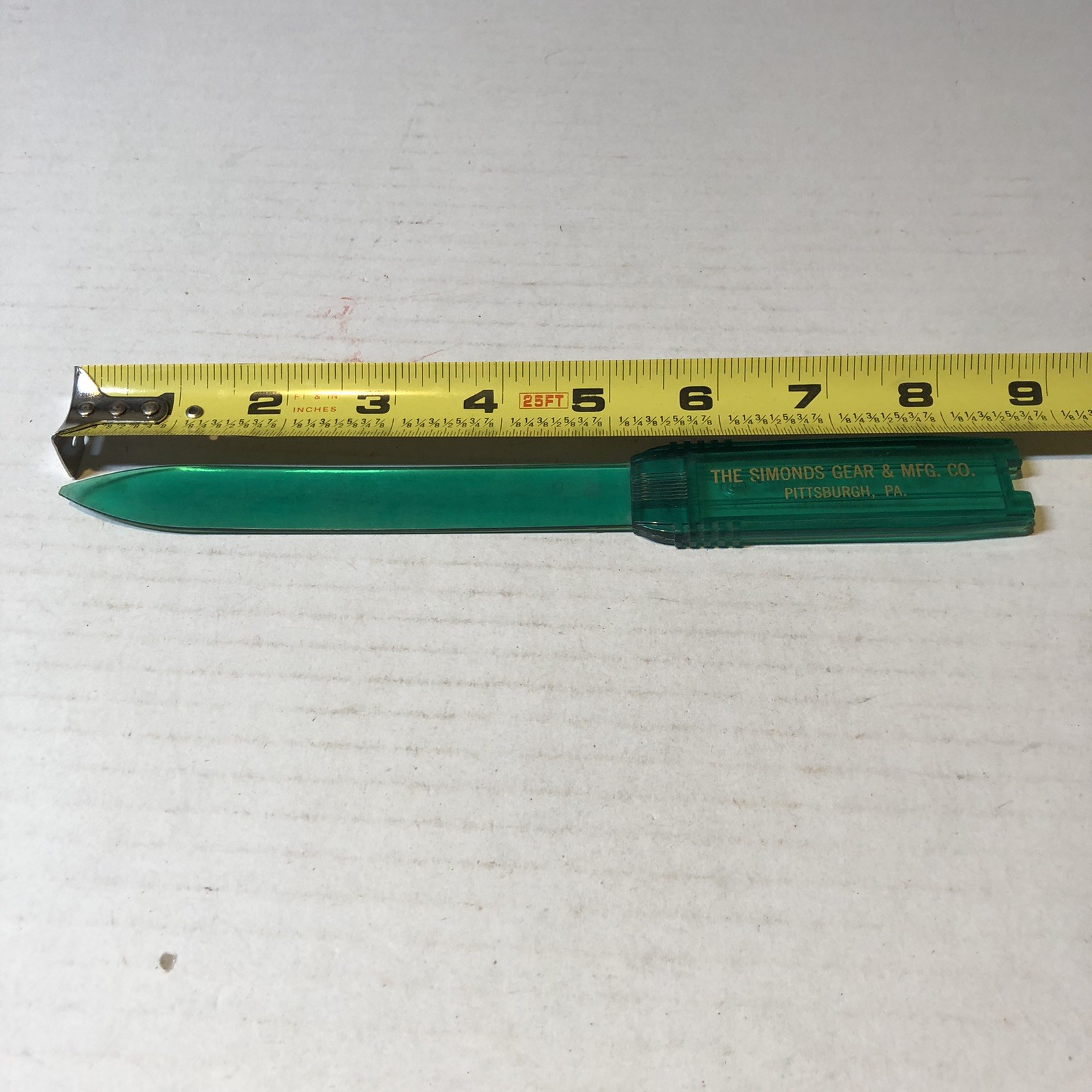 Vtg Advertising Letter Opener The Simonds Gear & MFG. CO. Pittsburgh, PA. GCL