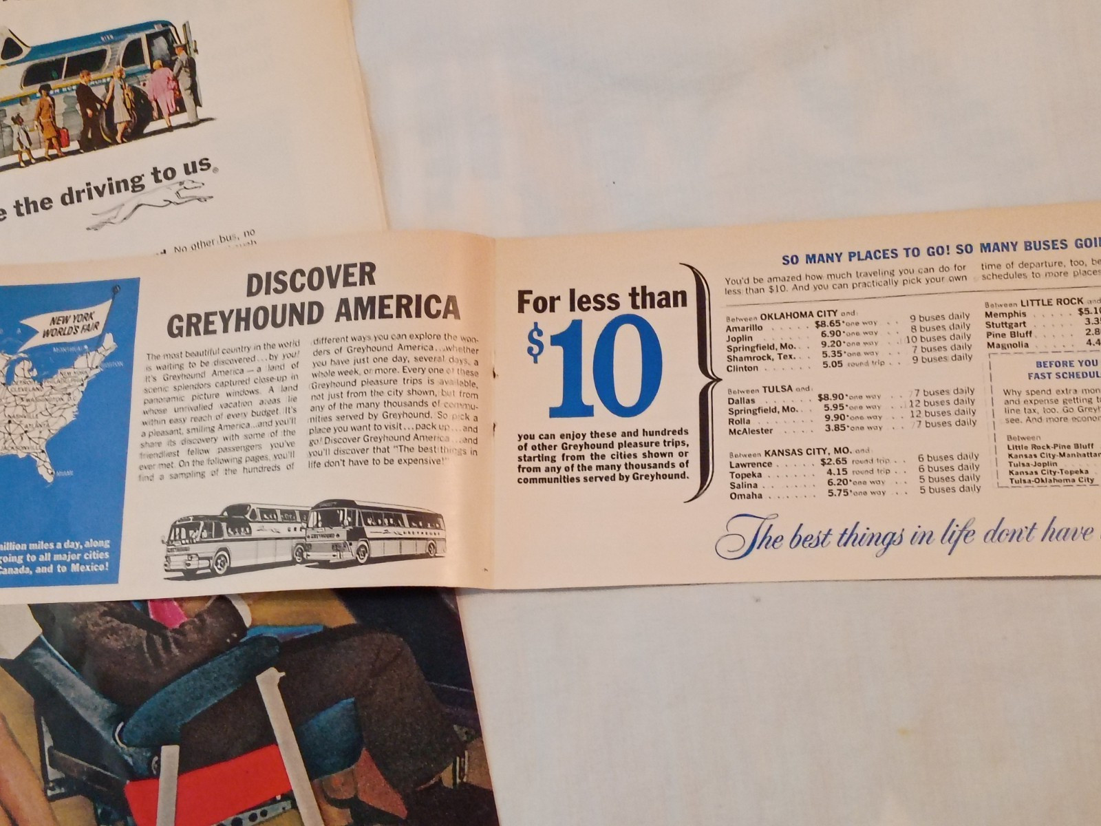 Vintage 1965 Greyhound Bus Print Ad Center Page Ad W/ Insert From Life Magazine