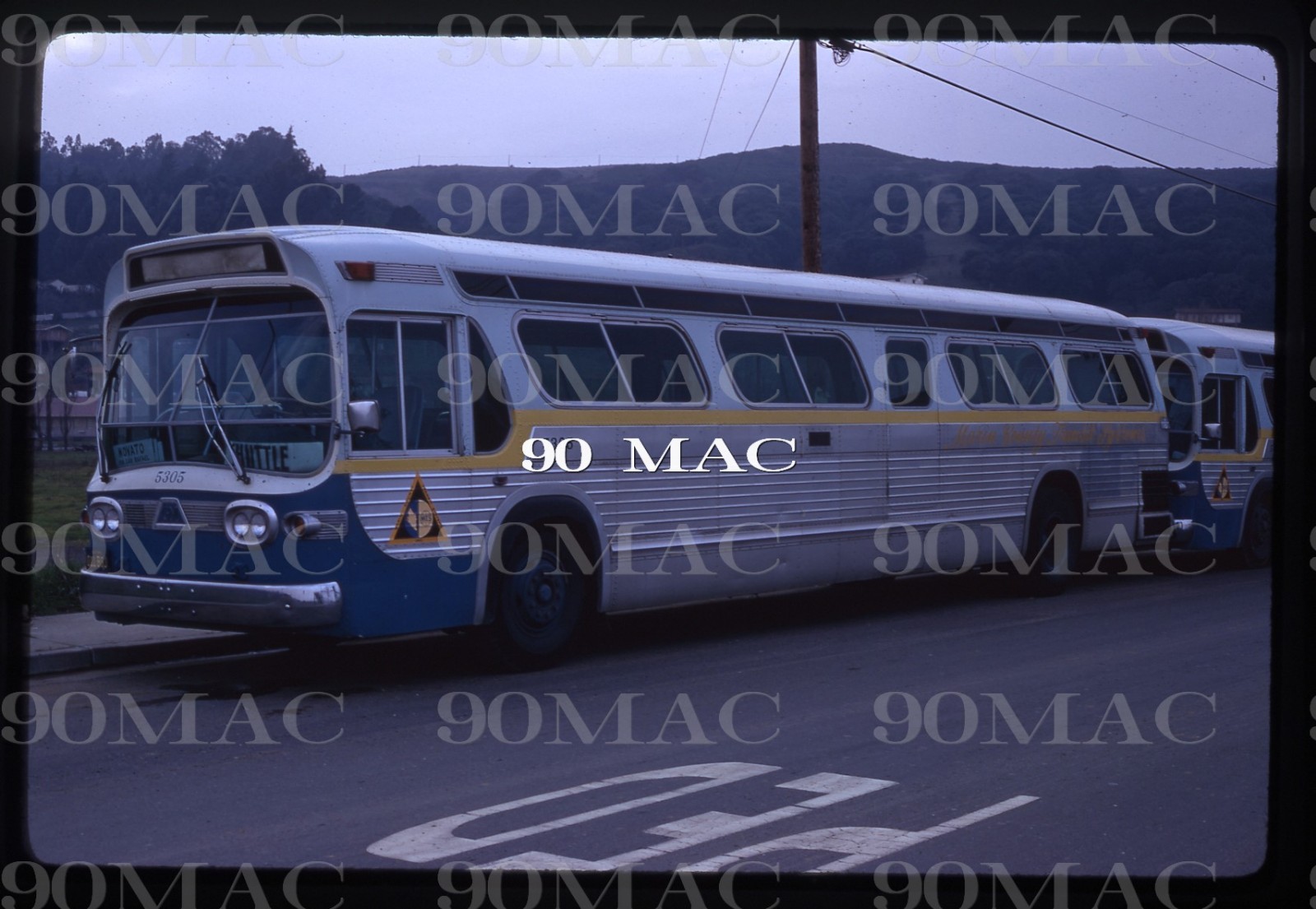 MARIN TRANSIT. GM COACH BUS #5305. San Rafael (CA). Original Slide 1971.