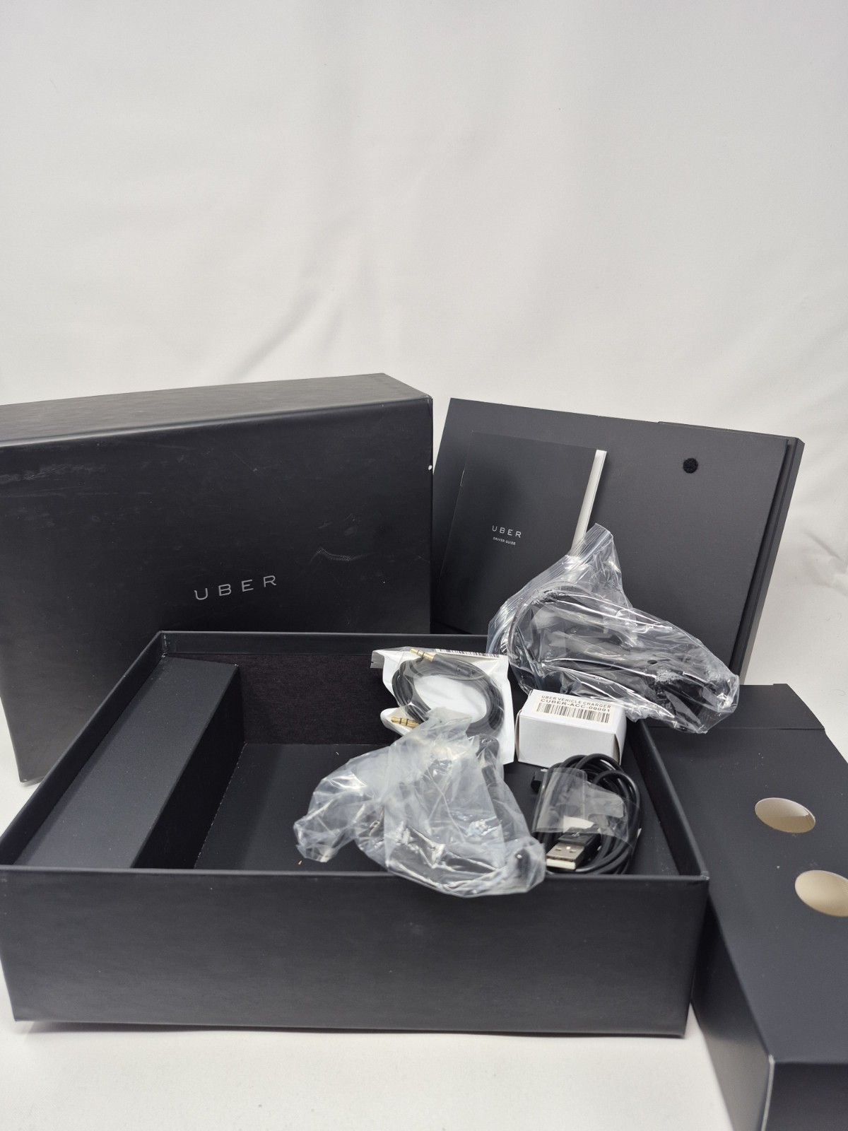 RARE New Uber Driver Welcome Box With Iphone, Cables, Sticker, And More! NEW