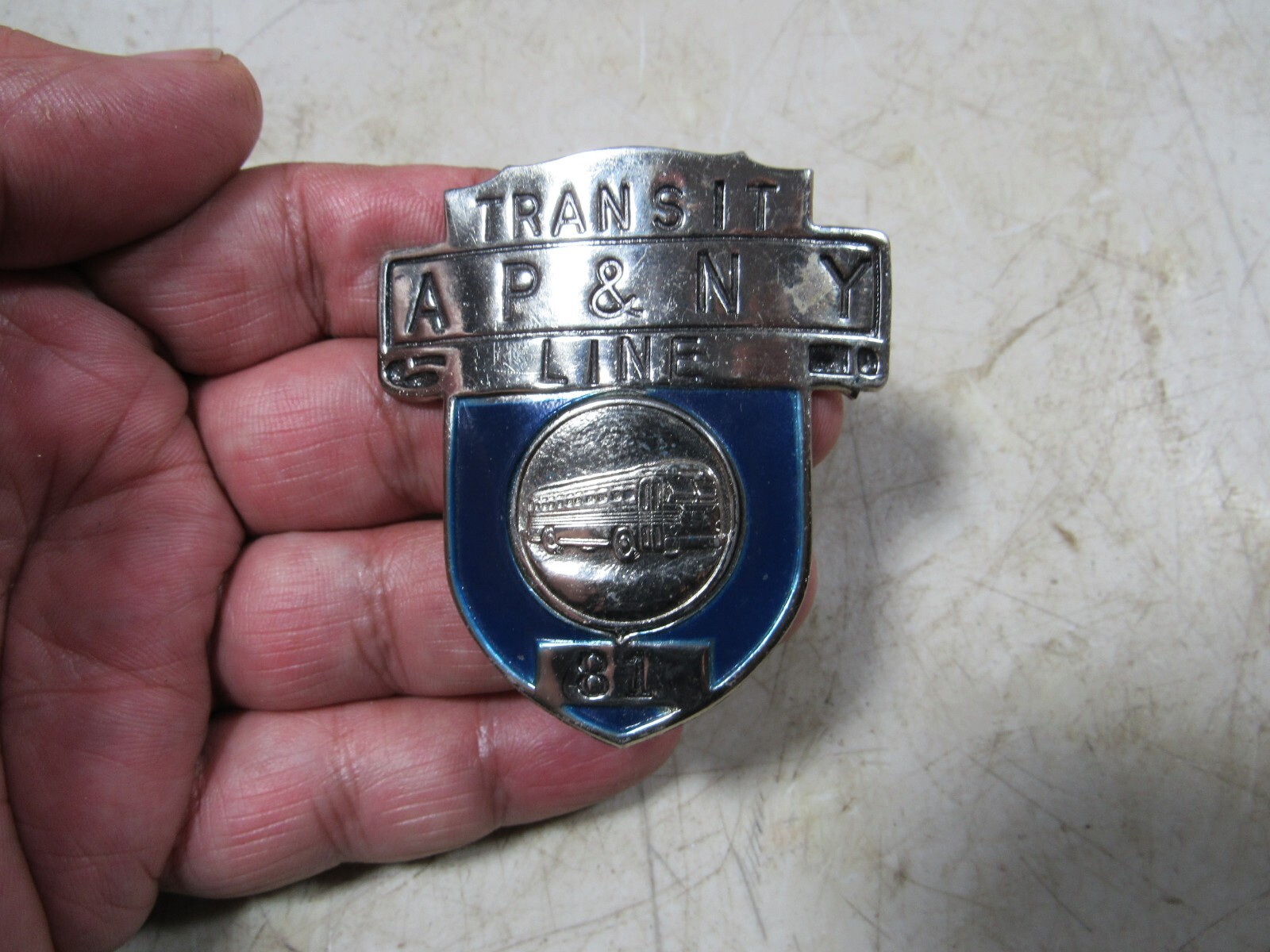 Vintage 1960s70s A.P. & N.Y. Transit Bus Line Hat Badge