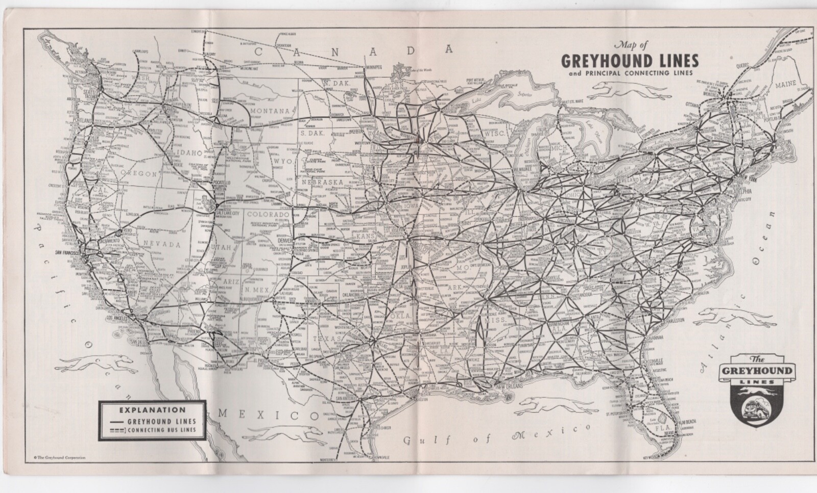 1940 TRAVEL BROCHURE GREYHOUND BUS TIME TABLES MAP FLORIDA CHAPMAN