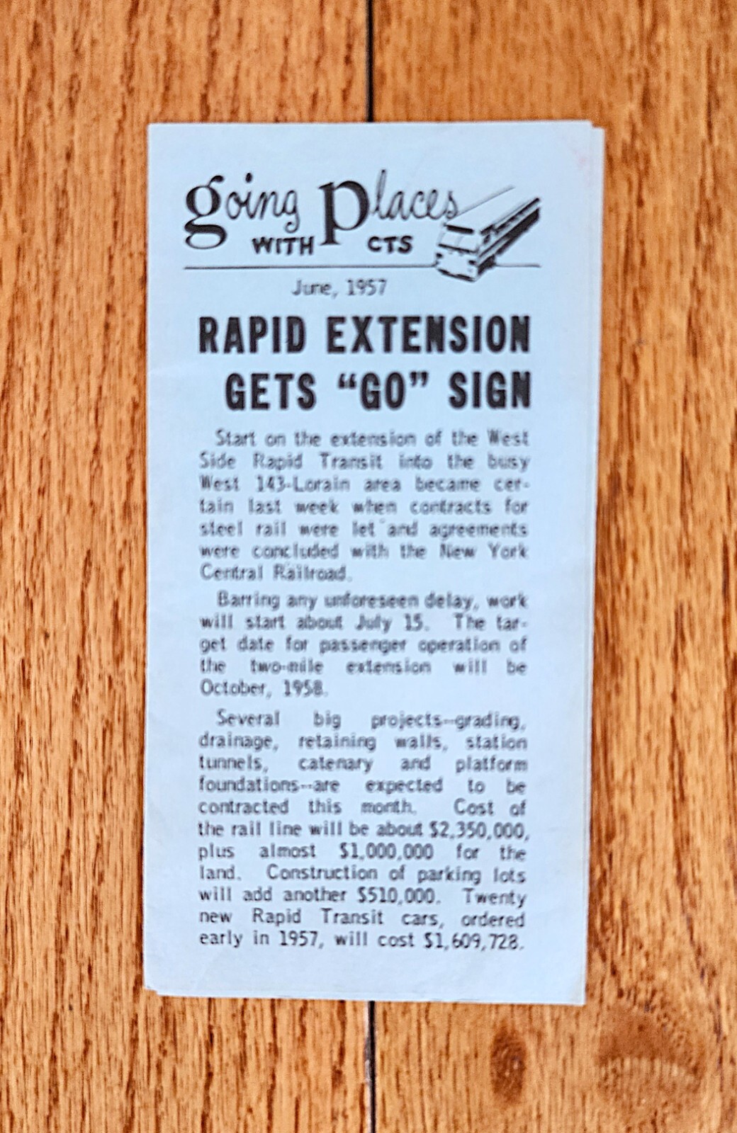 1957 CLEVELAND TRANSIT SYSTEM CTS RTA BUS GOING PLACES BROCHURE CLEVELAND OHIO