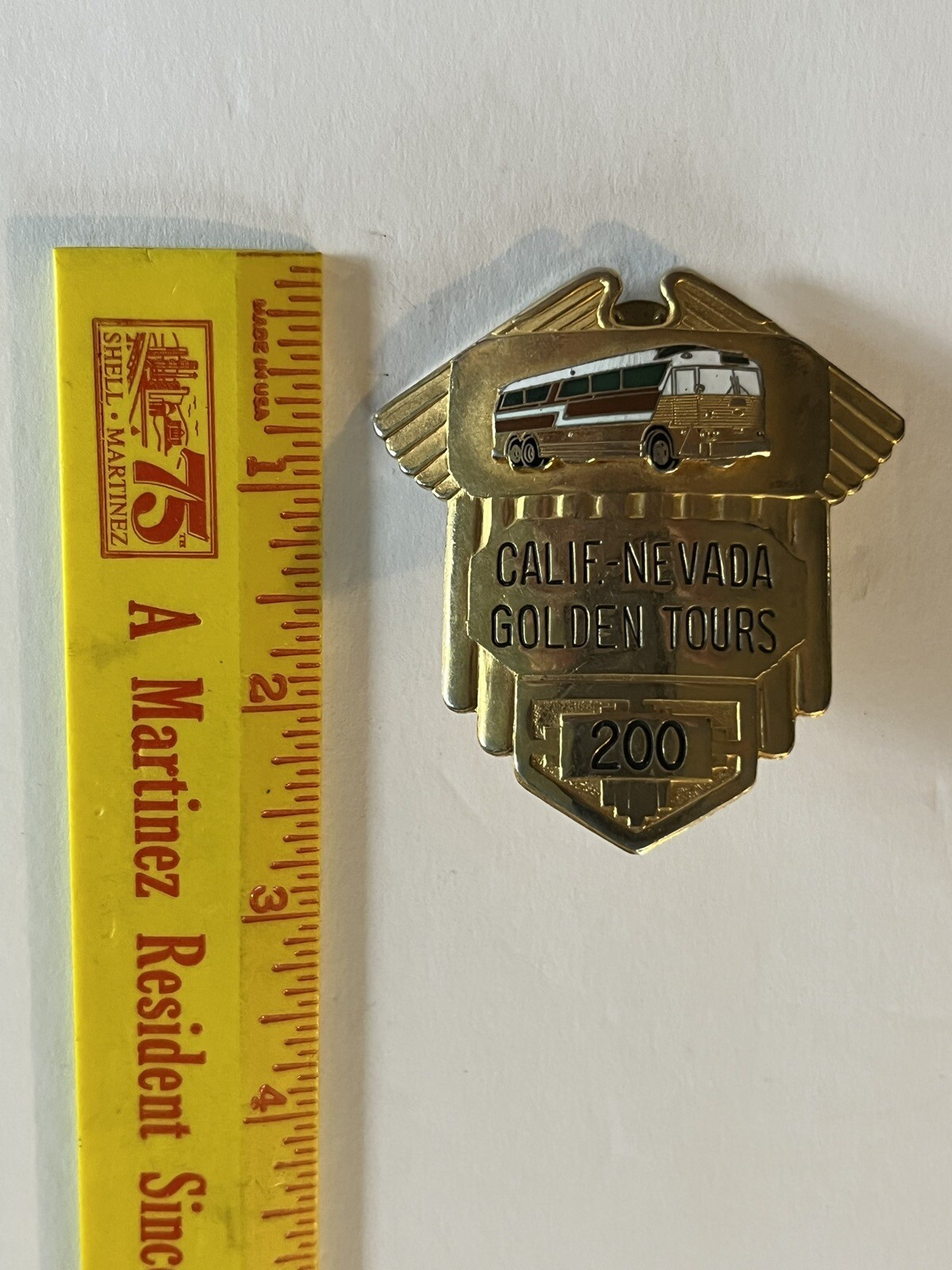 1960s-70s 🇺🇸VINTAGE🇺🇸 CALIFORNIA-NEVADA GOLDEN TOURS DRIVER HAT BADGE #200