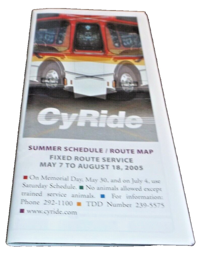 MAY 2005 AMES IOWA CYRIDE BUS MAP AND TIMETABLES