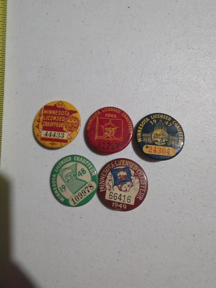 Vintage 1944, 46, 47, 48 And 1949 Chauffeur Buttons, NES14