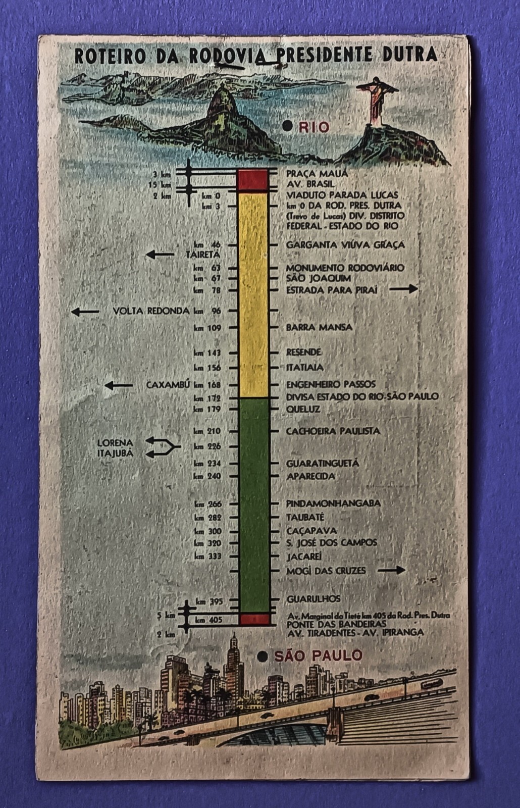 bus ticket Viação Cometa BRAZIL São Paulo to Rio de Janeiro 1957
