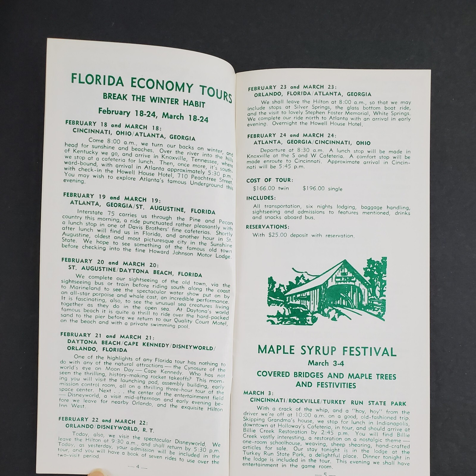 1973 Royal Travel Spring Color Tours Bus Motorcoach Vtg Travel Brochure Booklet