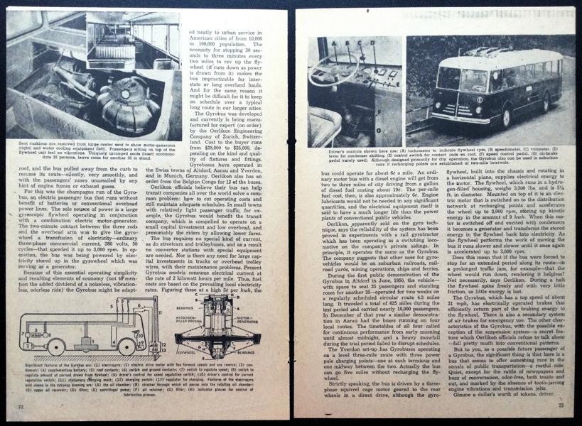 Oerlikon Gyrobus 1954 Swiss pictorial “Spinning Wheel Powers Noiseless Bus”