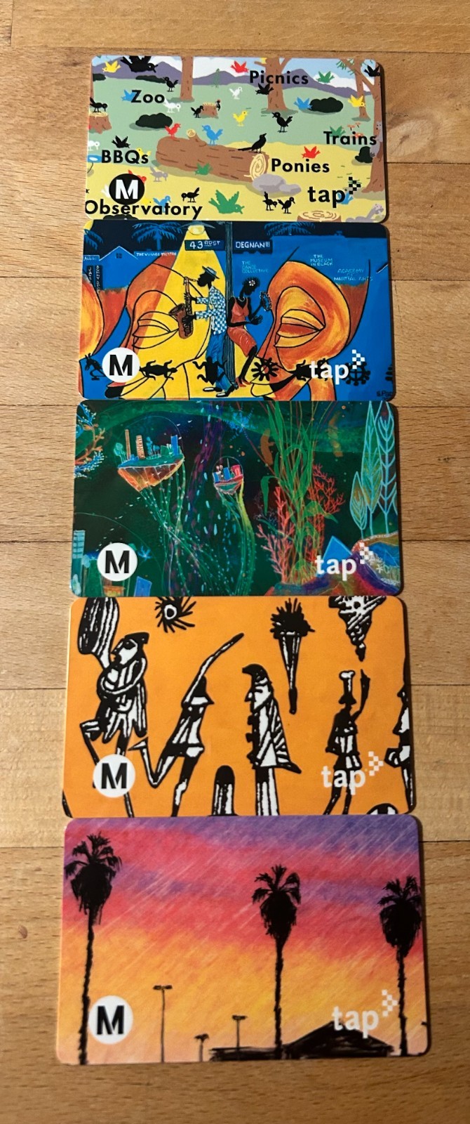 LA Metro Art on TAP Eyes of Artists 2023 Set of 5 Complete TAP Card Collection
