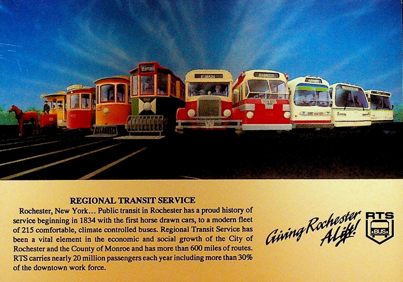RTS Regional Transit Service Rochester NY Ad Card ca 1990 Bus