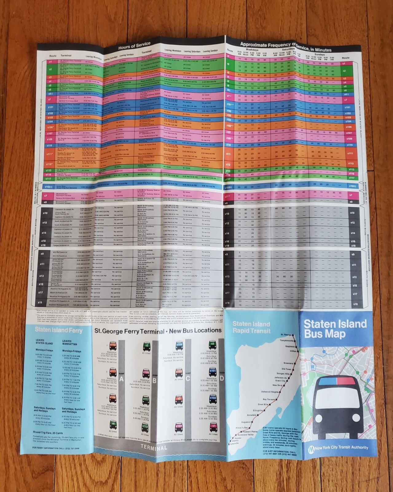 VINTAGE 1977 NYCTA NYC STATEN ISLAND BUS MAP MTA NEW YORK CITY TRANSIT AUTHORITY